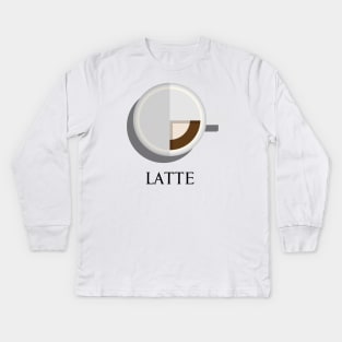 Hot latte coffee cup top view in flat design style Kids Long Sleeve T-Shirt